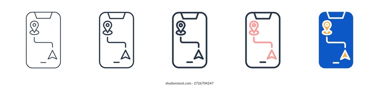 Dispositivo de seguimiento de diferentes iconos de estilo de Ilustración vectorial.