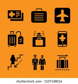 device, train, speed and aircraft icon set. Vector illustration for web and design.