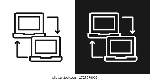 Icono de transferencia de dispositivo en estilo de línea en blanco y negro
