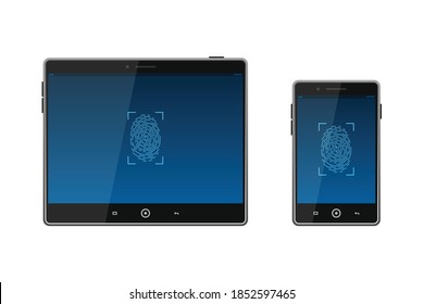 Device unlocked via fingerprint vector illustration