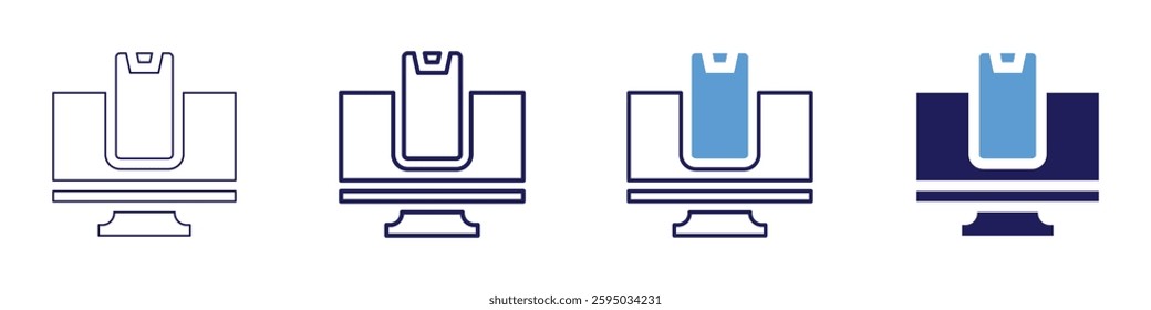 Device updates icon in 4 different styles. Thin Line, Line, Bold Line, Duotone. Duotone style. Editable stroke.