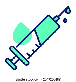 a device used to inject liquid medicine in body, injection icon, medical equipment