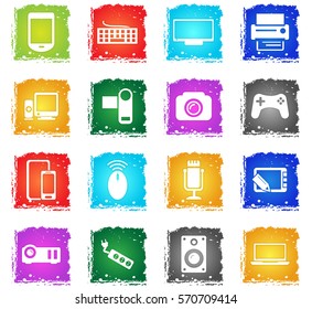 device vector web icons in grunge style for user interface design