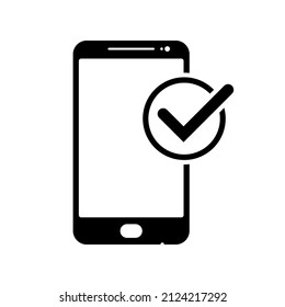Device Verified black vector icon. Payment completed vector icon.