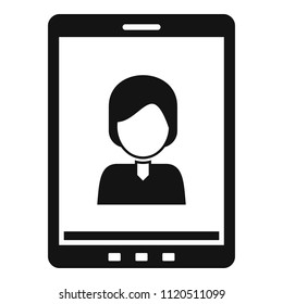 Device video call icon. Simple illustration of device video call vector icon for web design isolated on white background