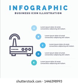 Device, Wifi, Signal, Education Blue Infographics Template 5 Steps. Vector Line Icon template