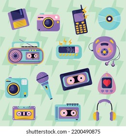 dispositivo 90 estilo moderno conjunto de iconos estilo moderno de los 90
