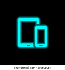 Devices blue glowing neon ui ux icon. Glowing sign logo vector