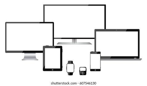 Devices In The Circle  - Stock Vector