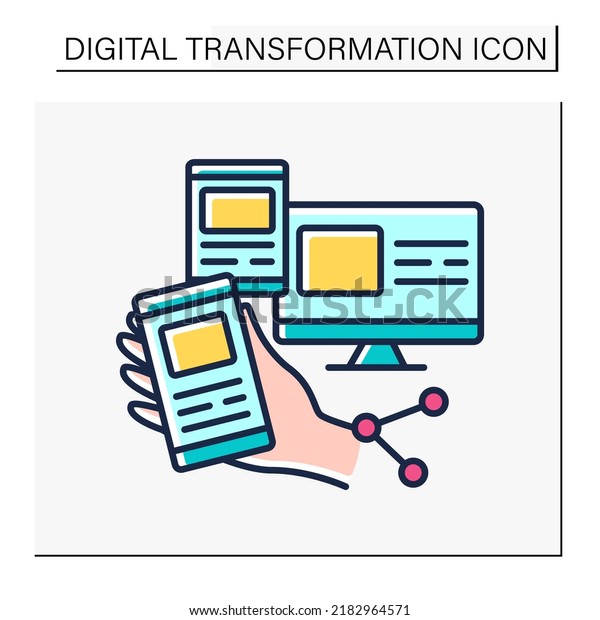 Devices color icon. Information\
accessibility on different devices. Modern smart technologies.\
Digital transformation concept.Isolated vector\
illustration