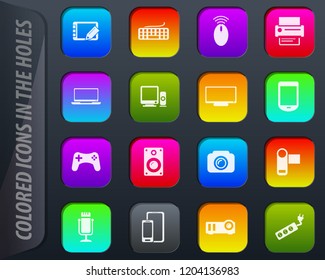 Devices colored icons in the holes easily adapt to any background