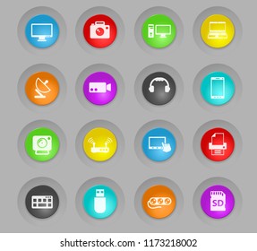 devices colored plastic round buttons vector icons for web and user interface design