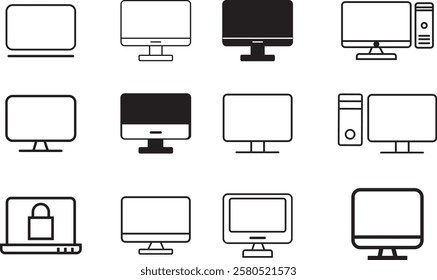 Devices computer set Line Icons.  Pixel Perfect. Stroke. editable, Smart Watch, Gaming.
