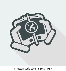 Devices connecting setting - long shadow icon