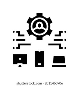 conexión de dispositivos del vector de icono ugc gyph del usuario. conexión de dispositivos del signo ugc del usuario. símbolo de contorno aislado ilustración negra