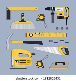 Devices for construction and mechanics. Vector illustration.