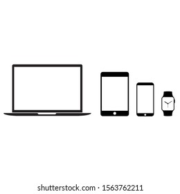 Devices digital icons. Monitor, phone and watch. Flat Design