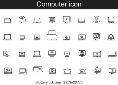 Devices and electronics related line icons.Computer and mobile phone vector linear icon set.