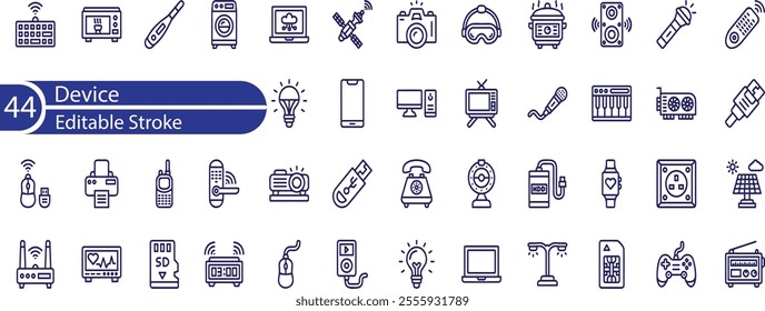 Devices, gadgets, electronics line icon set. Vector illustration