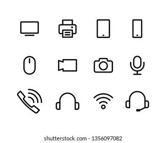 Devices gadgets icon set simple outline style signs
