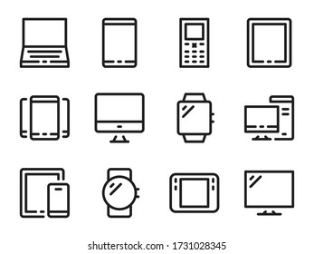 Devices and Gadgets vector outline icons. Electronic device line icon collection. Editable stroke.