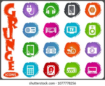 Devices grunge icons for user interface design