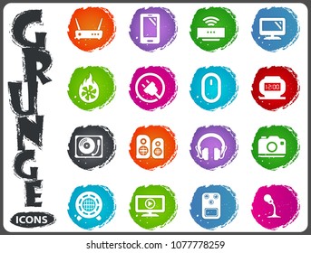 Devices grunge icons for user interface design