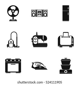Devices for home icons set. Simple illustration of 9 devices for home vector icons for web