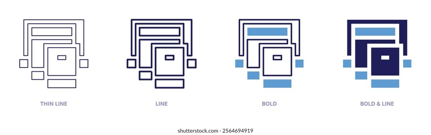 Devices icon in 4 different styles. Thin Line, Line, Bold, and Bold Line. Duotone style. Editable stroke.