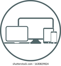 Devices icon in circle. Vector illustration