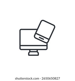 Dispositivos icono de colección. Estilo de diseño con fondo