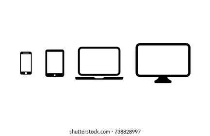 Devices icon. Phone, tablet, lap top and monitor icon