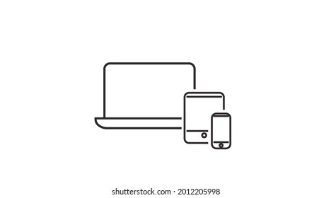 Devices icon. Phone, tablet and laptop icon set. Isolated flat ediatble illustration