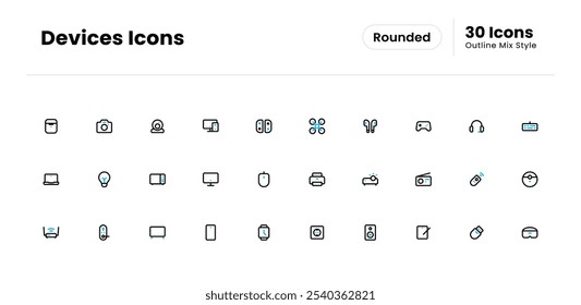 Devices icon set. device, technology, phone, computer, web, smartphone, internet, laptop, business, electronic. Vector mix gradient icon illustration