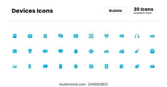 Devices icon set. device, technology, phone, computer, web, smartphone, internet, laptop, business, electronic. Vector gradient fill icon illustration