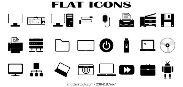 devices icon set. flat icons.