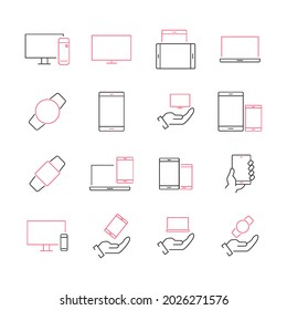 conjunto de iconos de dispositivos. símbolos de paquete de dispositivos elementos vectoriales para web infográfica
