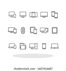 Devices icon set in trendy flat style. Responsive design symbols for your web site design, logo, app, UI Vector EPS 10.