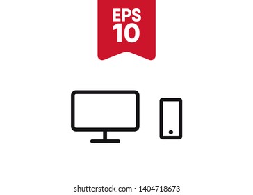 Devices Icon Symbol Desktop Smartphone  Vector Illustration