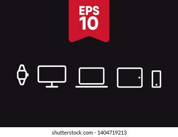 Devices Icon Symbol Laptop Desktop Smartphone Tablet Smart Watch Vector Illustration