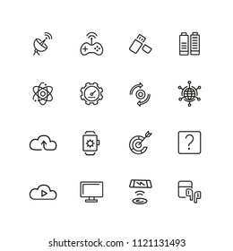 Devices icons. Set of  line icons. Networking, cloud storage, wireless charger. Modern technology and applications concept. Vector illustration can be used for topics like internet, innovation