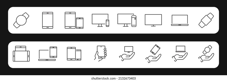 devices icons set . devices pack symbol vector elements for infographic web