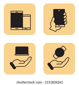 iconos de dispositivos configurados. símbolos de paquete de dispositivos elementos vectoriales para web infográfica
