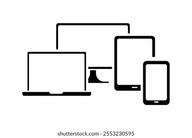 Devices icons. Silhouette style. Vector icons.