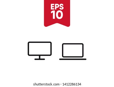 Devices Icons Tech Symbols Simple Style Vector Illustration