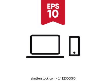 Devices Icons Tech Symbols Simple Style Vector Illustration
