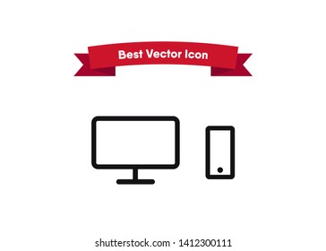 Devices Icons Tech Symbols Simple Style Vector Illustration