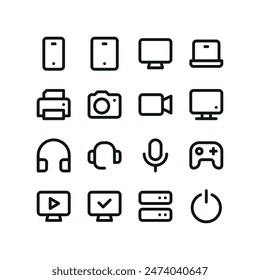 Devices icons. UI isolated vector icons with editable stroke