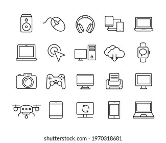 Devices Icons- Vector Line Icons. Editable Stroke. Vector Graphic
