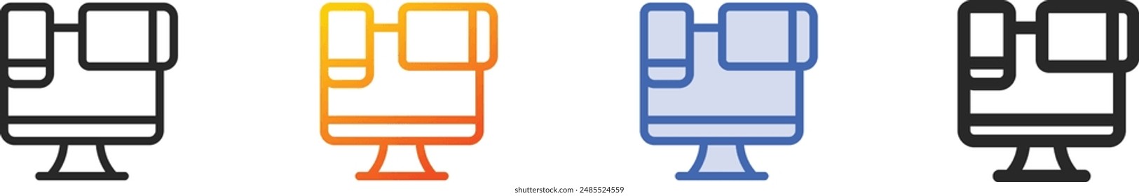 devices icon.Thin Linear, Gradient, Blue Stroke and bold Style Design Isolated On White Background